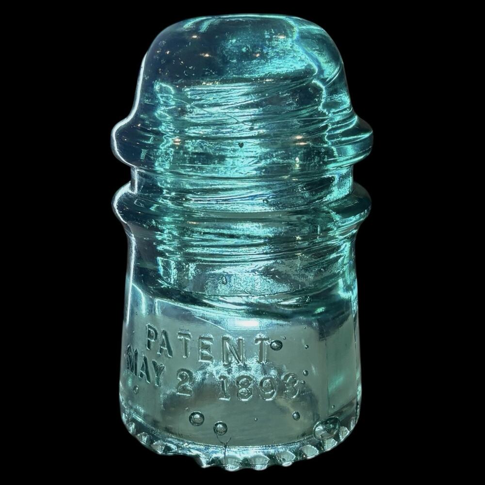 Heminray No. 16 CD 121 Aqua Glass Insulator Patent May 2 1893 SDP